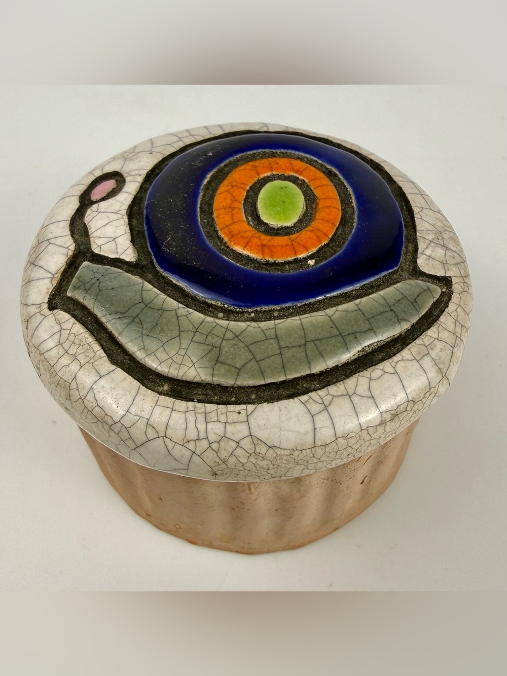 Vintage Enesco Snail Small Ceramic Trinket Box 1976 Vintage 1.25”x2.25”